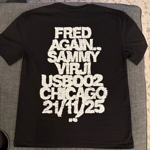 FRED AGAIN Chicago Black USB002 Graphic Tour T-Shirt - Size Adult Small